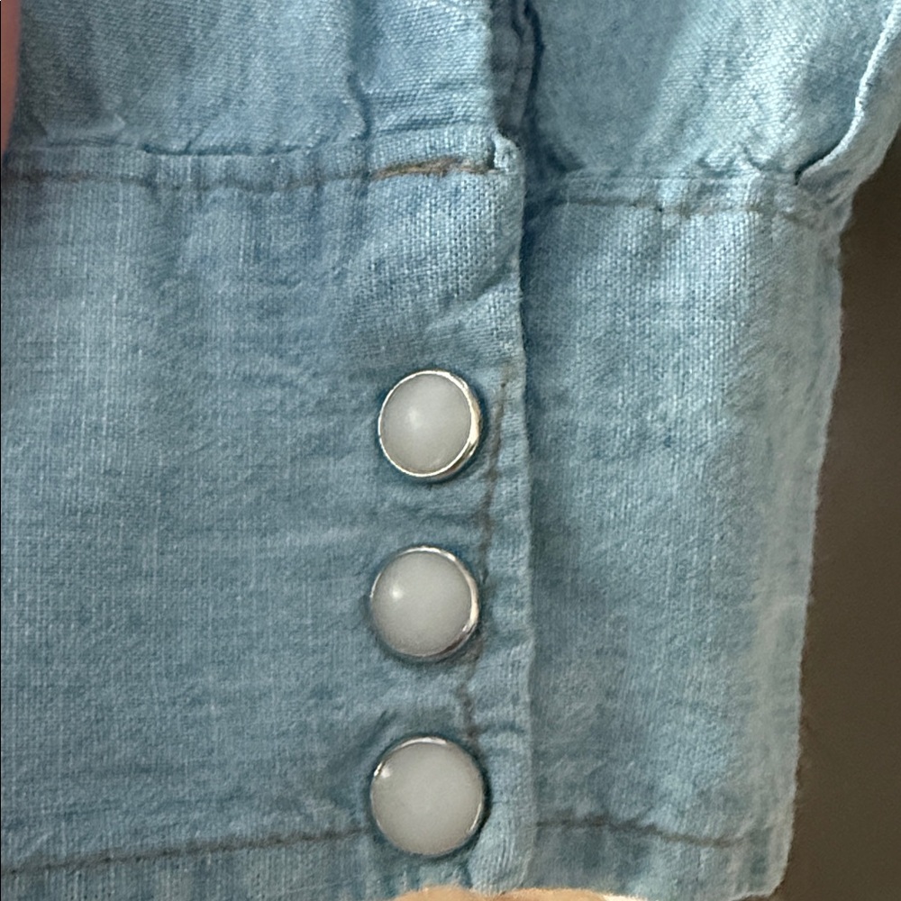 YOU GOTTA BE KIDDING Embellished Light Blue Denim & Diamonds shirt VTG - Picture 3 of 12